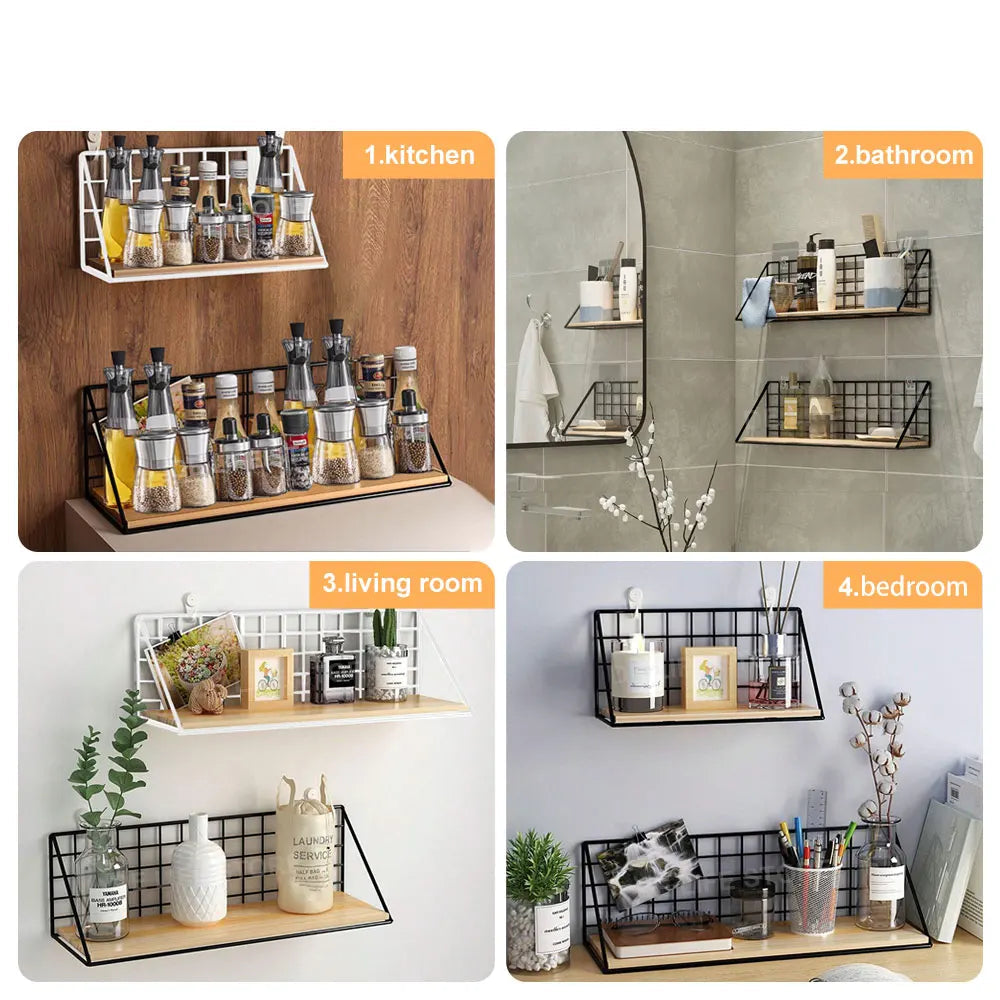 מדף מתכת דקורטיבי לתלייה על הקיר